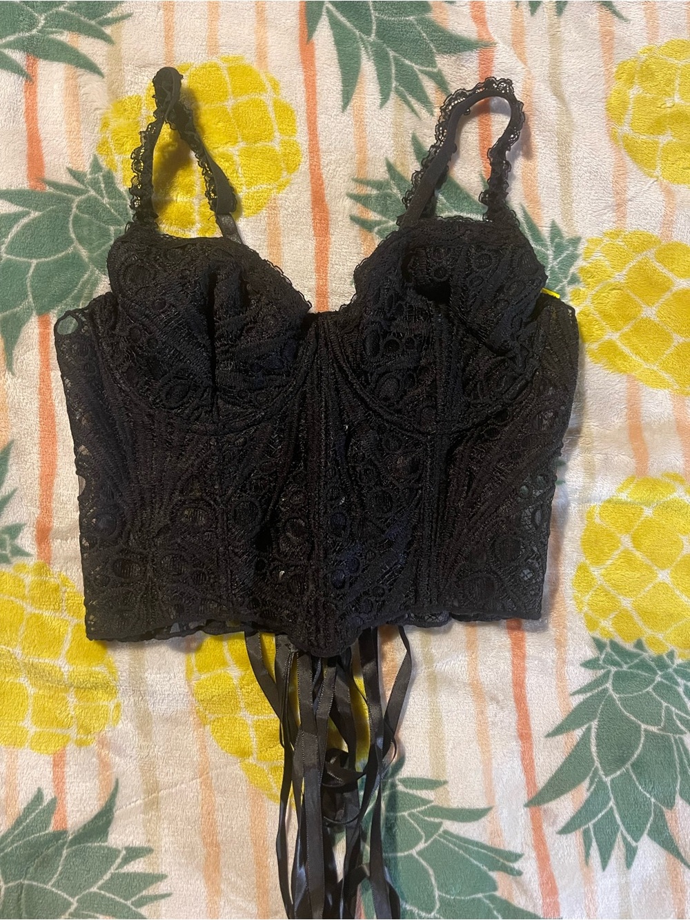 Black Lace Corset Crop Top